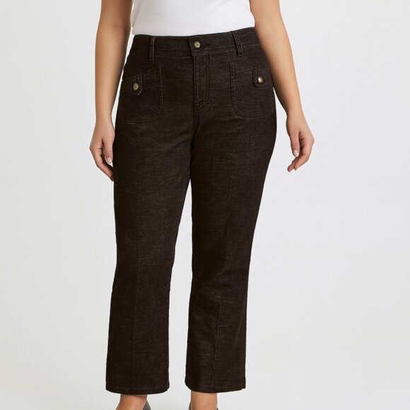 Lane Bryant Womens 14 Brown Corduroy Pants Straight Leg Pockets Retro Y2K Vibe - Picture 2 of 16